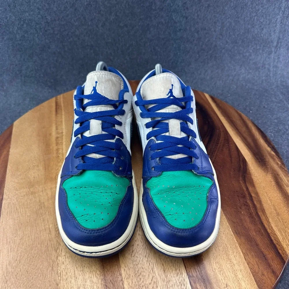 Nike Air Jordan 1 Low Rare Air Green Blue Mens 8 Sneakers Retro 553558-147